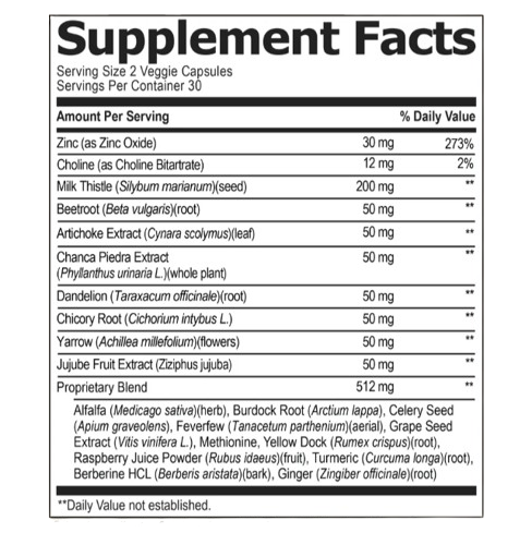 Levitox Supplement facts