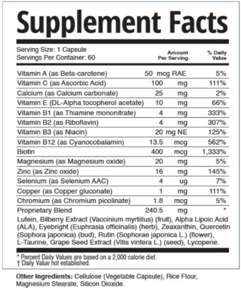 TheyaVue Supplement Facts