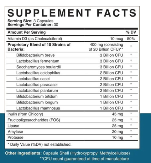 Yourbiology Gut+ Supplement facts